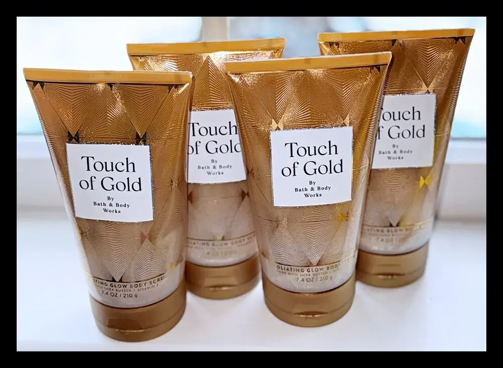 Bath & Body Works 7.4 oz Touch of Gold Exfoliating Glow Body Scrub x4